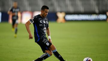 Aug 3, 2023; Washington, D.C., USA; Queretaro Pablo Barrera (8) kicks the ball against the Pumas during the first half at Audi Field. Mandatory Credit: Amber Searls-USA TODAY Sports