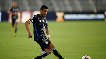 Aug 3, 2023; Washington, D.C., USA; Queretaro Pablo Barrera (8) kicks the ball against the Pumas during the first half at Audi Field. Mandatory Credit: Amber Searls-USA TODAY Sports