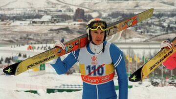 El saltador finland&eacute;s Matti Nykanen tras un entrenamiento en los Juegos Ol&iacute;mpicos de Invierno de Calgary 1988.