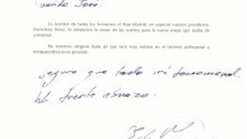 La carta que el Madrid envi&oacute; a Peseiro felicit&aacute;ndole por convertirse en el nuevo entrenador del Oporto