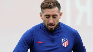 Herrera en la sesión hoy del Atlético.