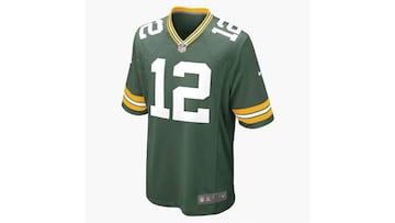 Luce la camiseta de Aaron Rodgers de los Green Bay Packers.