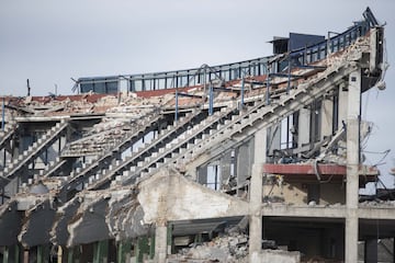 Aspecto de la demolición del Estadio Vicente Calderón a 6 de agosto de 2019.
