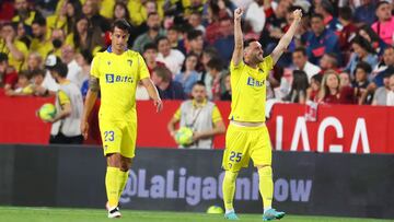 Lucas celebra el gol de Cádiz.