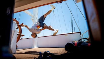 Dimitris Kyrsanidis of Greece performs during the Practice for Red Bull Art Of Motion in Athens, Greece on July 9, 2021. // SI202107090147 // Usage for editorial use only //