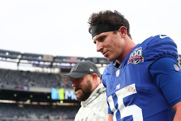 Tommy DeVito (right) is doubtful with an arm injury.