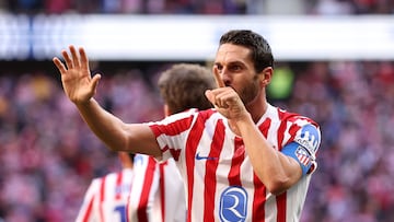 MADRID, SPAIN - DECEMBER 13: Koke of Atletico de Madrid celebrates scoring his team's first goal during the LaLiga EA Sports match between Atletico de Madrid and Valencia CF at Riyadh Air Metropolitano on December 13, 2025 in Madrid, Spain. (Photo by Florencia Tan Jun/Getty Images)