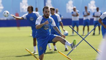 Mella durante un entrenamiento del Depor.