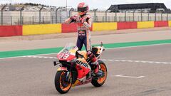 Marc M&aacute;rquez celebra su victoria en Arag&oacute;n.