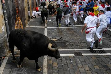 Hoy 8 de julio de 2022 se ha celebrado el segundo día de los encierros de los Sanfermines. Por las calles de Pamplona ha corrido los toros de la ganadería Fuente Ymbro.