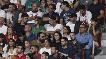 Zidane, en el Wanda Metropolitano viendo a su hijo Enzo.