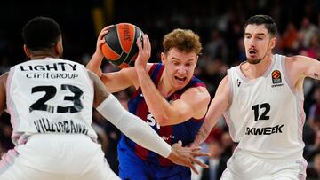 Rokas Jokubaitis, ante el Asvel Villeurbanne durante la Euroliga 2023-24 con el Barcelona.