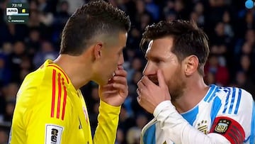 Lionel Messi se calienta con James