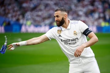 Benzema, ayer, en el Bernabéu.