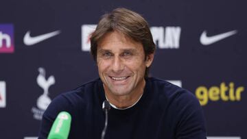 ENFIELD, ENGLAND - OCTOBER 17: Antonio Conte, head coach of Tottenham Hotspur during the Tottenham Hotspur press conference at Tottenham Hotspur Training Centre on October 17, 2022 in Enfield, England. (Photo by Tottenham Hotspur FC/Tottenham Hotspur FC via Getty Images)