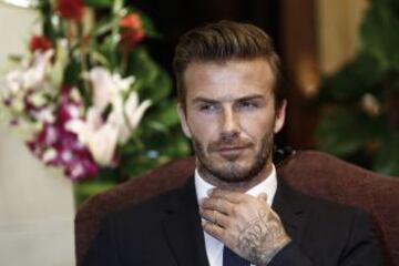 David Beckham durante su visita a Jiangsu Sainty Club de Fútbol en Nanjing Olympic Sports Center el 18 de junio de 2013 en Nanjing, China