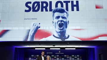 Presentación de Sorloth con el Atlético de Madrid.