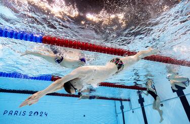 Calentamiento de los nadadores.