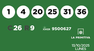 La Primitiva: comprobar los resultados del sorteo de hoy, lunes 13 de octubre