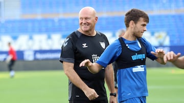 Primer entrenamiento de Pepe Mel en el Málaga.