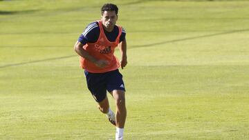 Ra&iacute; Nascimento, en un entrenamiento con el Real Zaragoza.