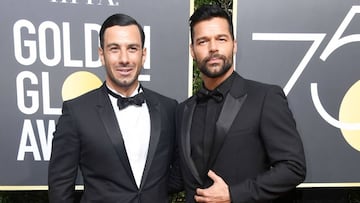 Ricky Martin y Jwan Yosef en la 75&deg; entrega de los Golden Globes, en Beverly Hills, California. 2018