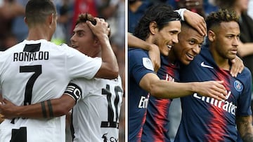 Jugadores de Juventus y PSG celebran un gol.