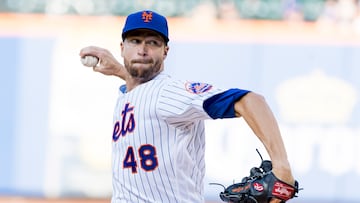 New York (United States), 07/08/2022.- Mets' pitcher Jacob deGrom during the fourth inning of the game between the Atlanta Braves and the New York Mets at Citi Field in New York, New York, USA, 07 August 2022. (Estados Unidos, Nueva York) EFE/EPA/JUSTIN LANE