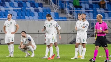 Jugadores de Irlanda en su partido ante Eslovaquia.