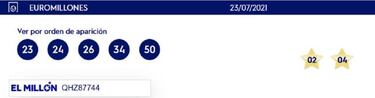 Euromillones: comprobar los resultados del sorteo de hoy, viernes 23 de julio
