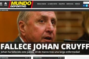 La prensa llora la muerte de Cruyff