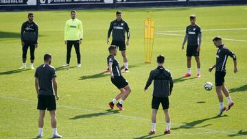 Imagen de un entrenamiento del Málaga previo al estado de alarma.