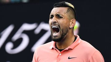 Nick Kyrgios reacciona durante su partido ante Rafa Nadal en el Open de Australia 2020.