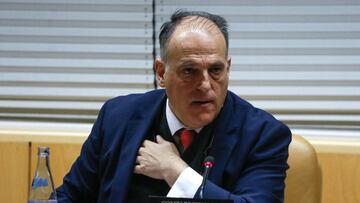 Dvd 828 03/02717
Javier Tebas, presidente de la Liga Profesional de Futbol, declara en la Comisión de corrupción de la Asamblea de Madrid.
KIKE PARA.