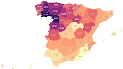 El mapa del INE que muestra las provincias con mayor población envejecida