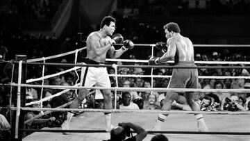 Muhammad Ali y George Foreman en su combate en 1974.