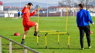 Chuca, en un entrenamiento de recuperación