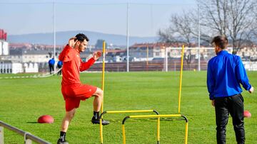 Chuca, en un entrenamiento de recuperación