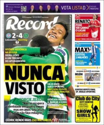 Portadas de la prensa mundial