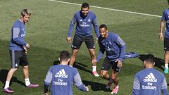 Coentrao y Danilo, en un entrenamiento en Valdebebas.