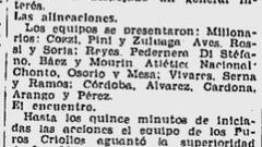 Imagen de la crónica publicada en el periódico El Tiempo el domingo 29 de abril de 1951. Foto suministrada por la cuenta de Twitter @MillosRetro