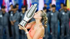 Kvitova thrashes Cibulkova to claim second Wuhan Open title