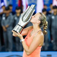 Kvitova thrashes Cibulkova to claim second Wuhan Open title