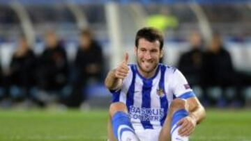 Imanol Agirretxe, durante un partido con la Real esta temporada.  