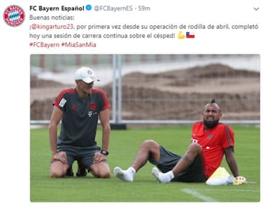 Bayern entrega la mejor noticia de Arturo Vidal luego de 3 meses
