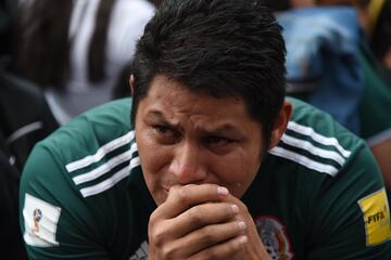 México-Brasil (0-2). Un aficionado mexicano desolado tras la eliminación en octavos de final.