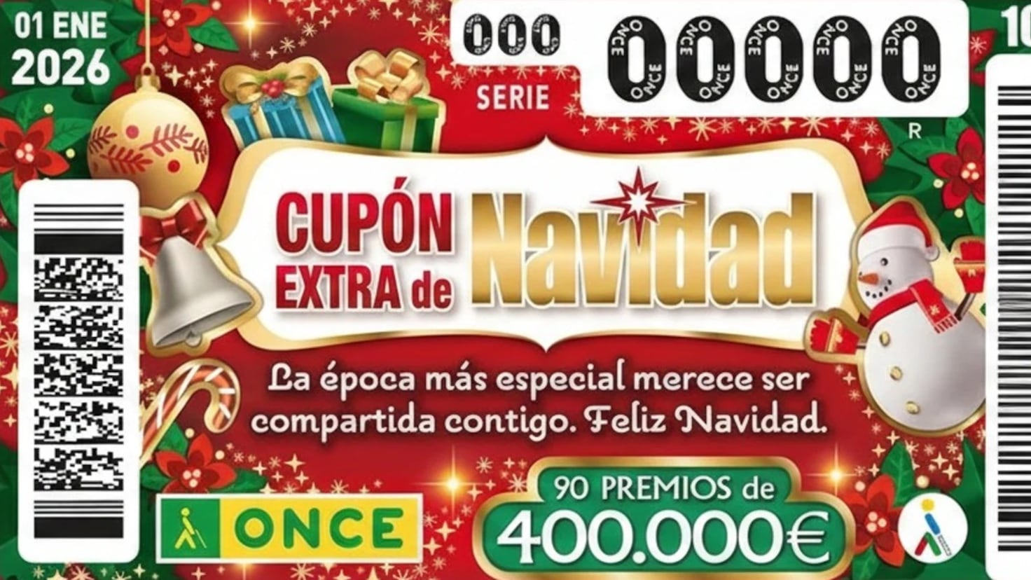 Cupón Extra de Navidad de la ONCE reparte más de 51 millones en premios