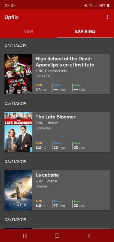 Upflix, la app para saber qué elimina Netflix cada semana de su catálogo