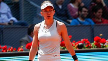 Simona Halep durante un partido en el Mutua Madrid Open.