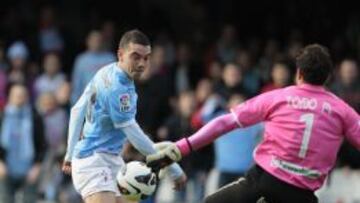 Iago Aspas anota un gol con la camiseta del Celta esta temporada.